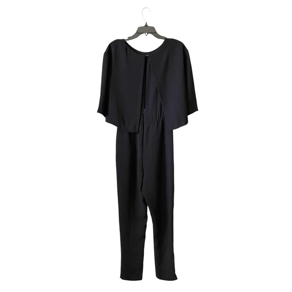Zara Black Jumpsuit Womens Size XS Cape Split Back Top Pockets Minimalist Classy - Picture 4 of 6